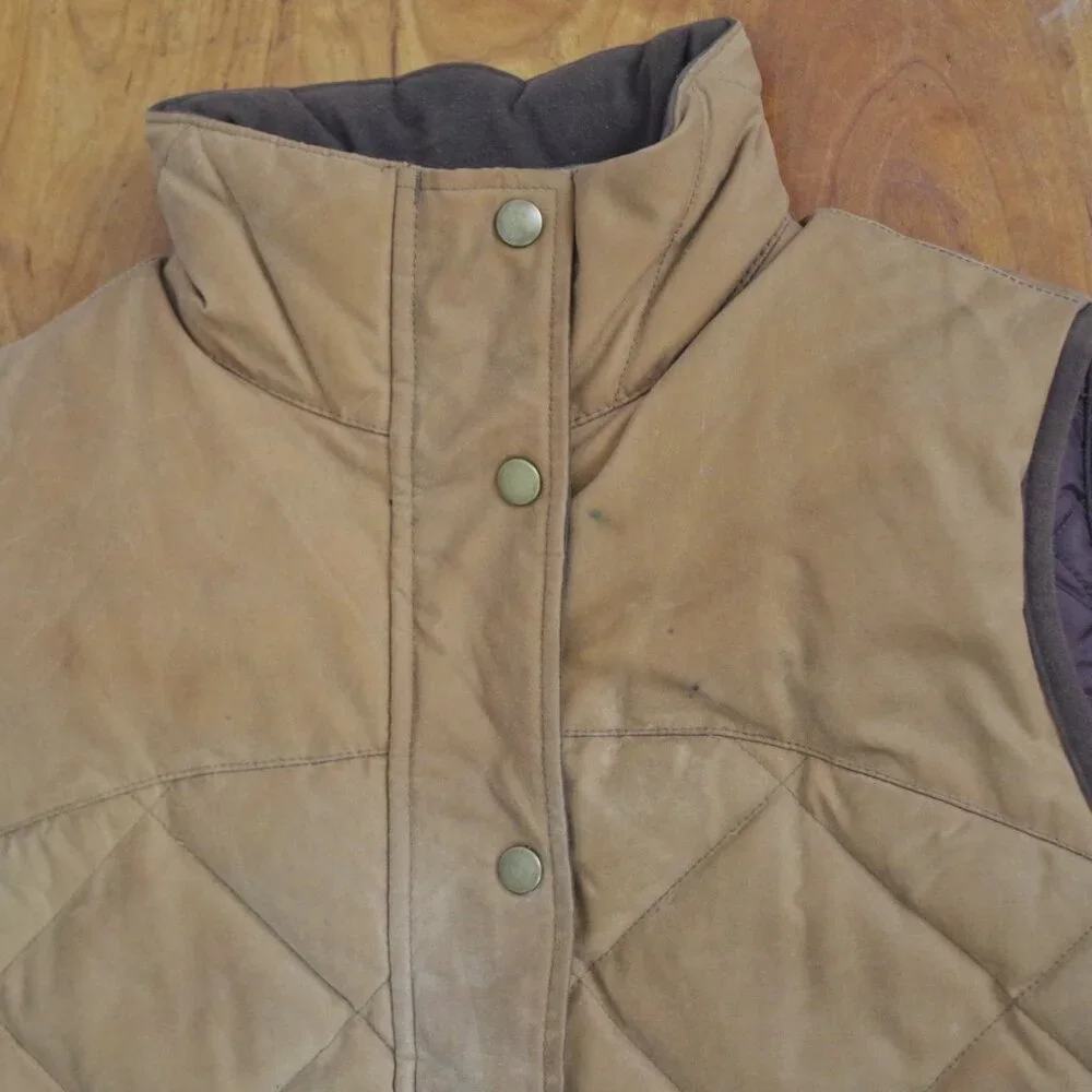 LL Bean Ladies' Treated Quilted Cotton Down Vest Small - Picture 11 of 12